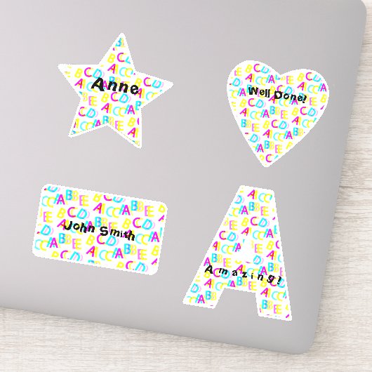 Personalisierte schwindelige Farbbriefe Alphabet Aufkleber (Detail)