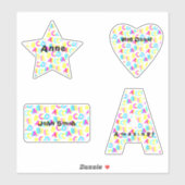 Personalisierte schwindelige Farbbriefe Alphabet Aufkleber (Blatt)