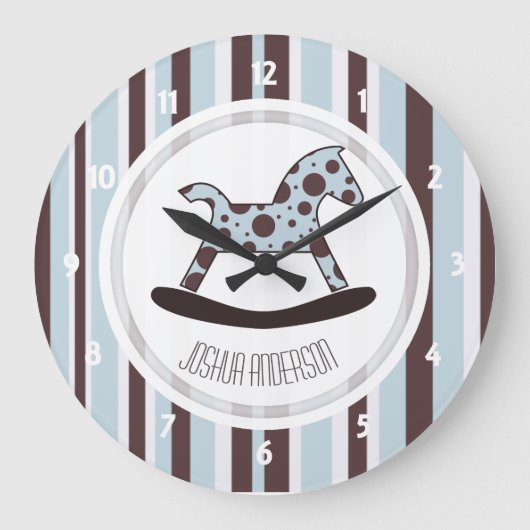 Personalisierte Schwingpferdewand-Uhr Große Wanduhr (Vorderseite)