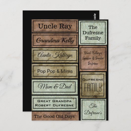 Personalisierte Scrapbook-Labels Postkarte (Vorne/Hinten)