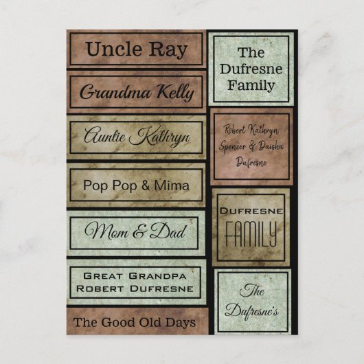 Personalisierte Scrapbook-Labels Postkarte (Vorderseite)