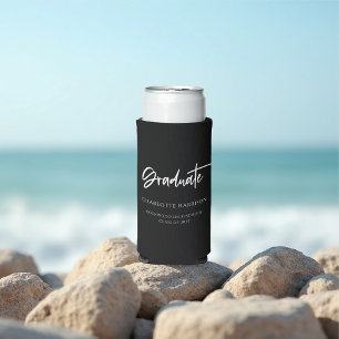 Personalisierte Script Graduation Party Black & Wh Selters Dosenkühler