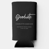 Personalisierte Script Graduation Party Black & Wh Selters Dosenkühler (Rückseite)