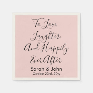 Personalisierte Script-Hochzeitsempfehlung in Rosa Serviette