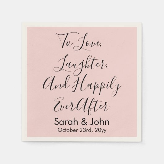 Personalisierte Script-Hochzeitsempfehlung in Rosa Serviette (Vorderseite)
