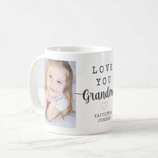 Personalisierte Script-Liebe Sie Oma 2 Foto Kaffeetasse (Vorderseite Links)