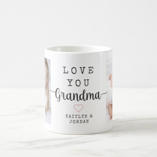 Personalisierte Script-Liebe Sie Oma 2 Foto Kaffeetasse (Mittel)
