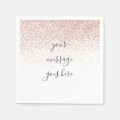 Personalisierte Script Rose Gold Glitzer Napkins Serviette (Vorderseite)