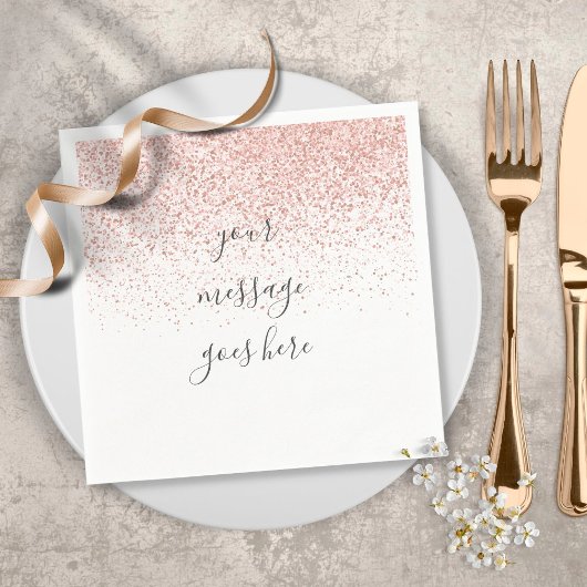 Personalisierte Script Rose Gold Glitzer Napkins Serviette