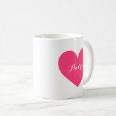 Personalisierte Script-Tasse in Hot Pink Heart Kaffeetasse (VorderseiteRechts)