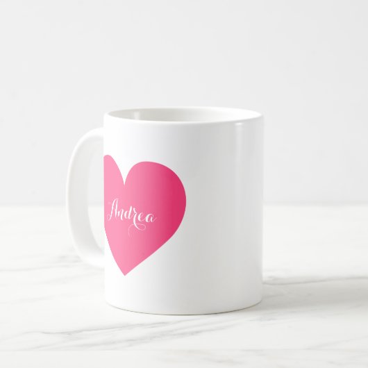 Personalisierte Script-Tasse in Hot Pink Heart Kaffeetasse (Vorderseite Links)
