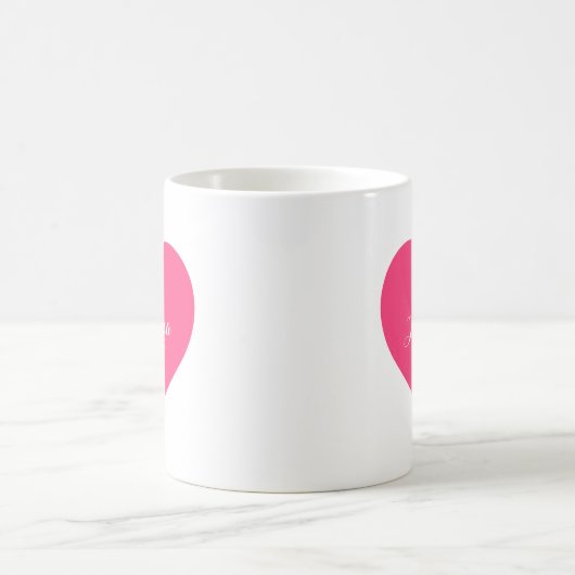 Personalisierte Script-Tasse in Hot Pink Heart Kaffeetasse (Mittel)