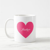 Personalisierte Script-Tasse in Hot Pink Heart Kaffeetasse (Links)