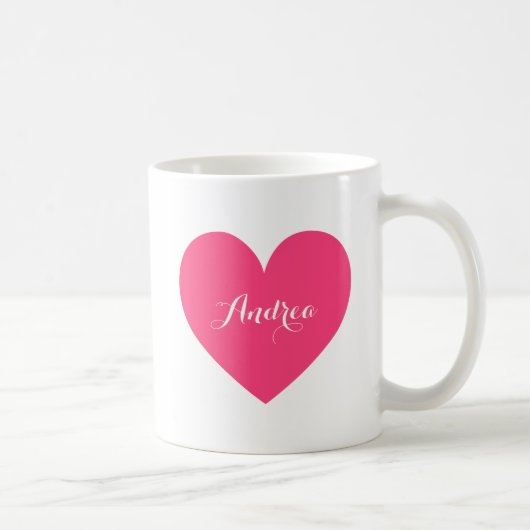 Personalisierte Script-Tasse in Hot Pink Heart Kaffeetasse (Rechts)