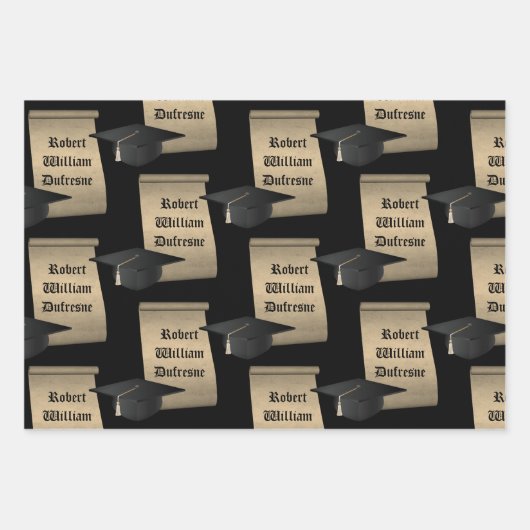 Personalisierte Scrolls Abschluss Wrapping Paper S Geschenkpapier Set (Vorderseite)