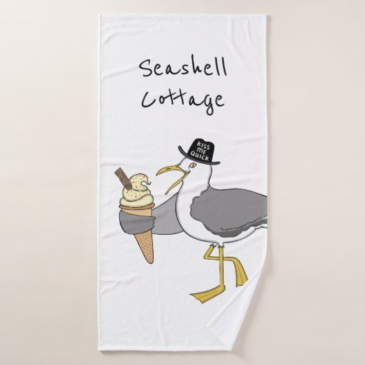 Personalisierte Seagull-Illustration Badehandtuch (Badehandtuch)