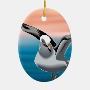 Personalisierte Seagull und Sunset Beach Weihnacht Keramik Ornament