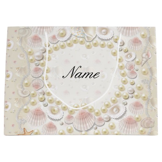 Personalisierte Seashells und Perlen Große Geschenktüte (Vorderseite)