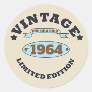Personalisierte sechzig Vintage 60. Geburtstagsfei Runder Aufkleber