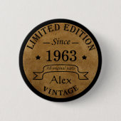Personalisierte sechzig Vintage 60. Geburtstagsges Button (Vorderseite)