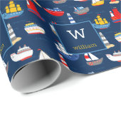 Personalisierte Seefahrzeuge Geschenkpapier (Rolleneckpunkt)