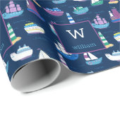 Personalisierte Seefahrzeuge Geschenkpapier (Rolleneckpunkt)