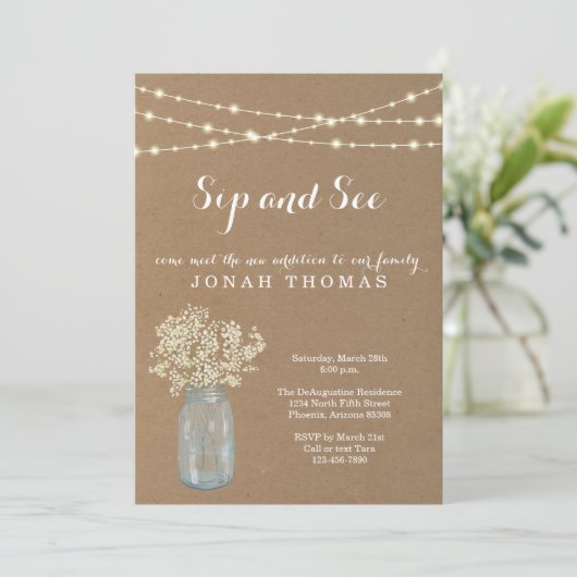 Personalisierte Seife und Siehe Einladung - Rustik (Stehend Vorderseite)