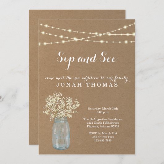 Personalisierte Seife und Siehe Einladung - Rustik (Vorne/Hinten)