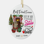 Personalisierte Seite an Seite oder Meilen an Schw Keramik Ornament (Rechts)