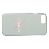 Personalisierte Seite Grünes Monogramm Pink Case-Mate iPhone Hülle (Rückseite (Horizontal))