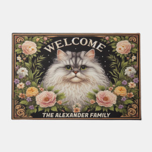Personalisierte Selkirk Rex Cat, floraler Chic Wil Fußmatte