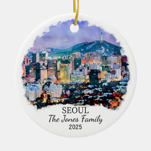 Personalisierte Seoul Ornament, Geschenk Südkoreas Keramik Ornament (Vorne)