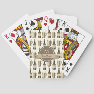 Personalisierte Sepia-Biergläser und -Flaschen Spielkarten