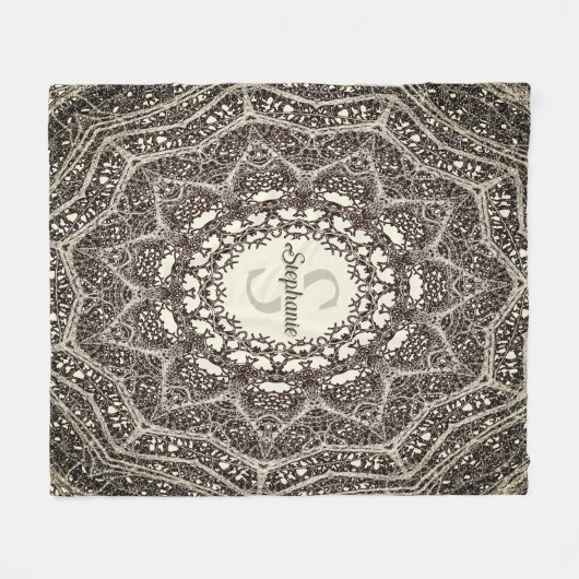 Personalisierte Sepia Toned Tree Branch Mandala Fleecedecke (Vorderseite (Horizontal))