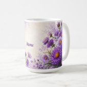 Personalisierte September-Geburtsblume Aster Kaffeetasse (VorderseiteRechts)