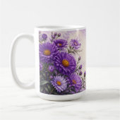Personalisierte September-Geburtsblume Aster Kaffeetasse (Links)