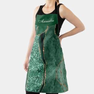 Personalisierte Sequin Green Agate Schürze