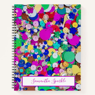 Personalisierte Sequin Spiral Notebook Notizblock