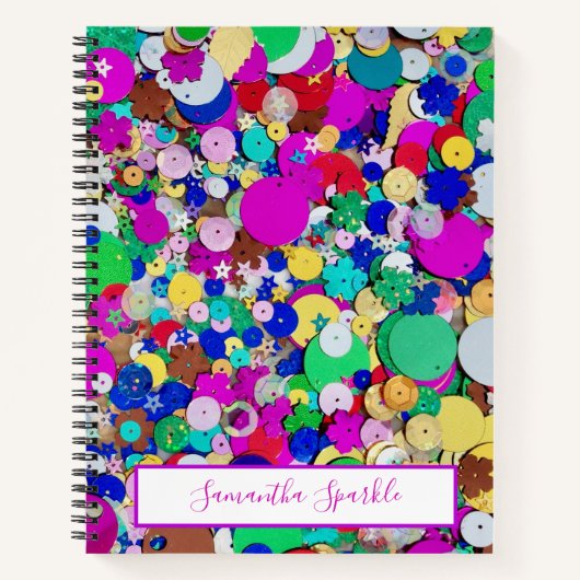 Personalisierte Sequin Spiral Notebook Notizblock (Vorderseite)
