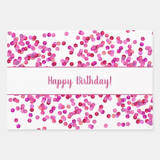 Personalisierte Sequins und Streamer Geschenkpapier Set (Vorderseite)