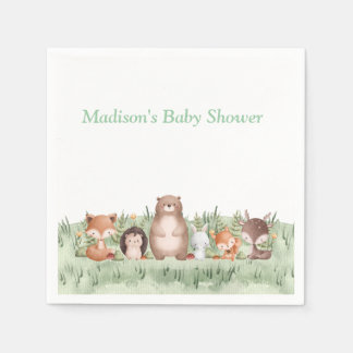 Personalisierte Serviette für Woodland-Baby-Party