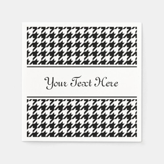 Personalisierte Servietten | Schwarzes Hahnentritt (Vorderseite)