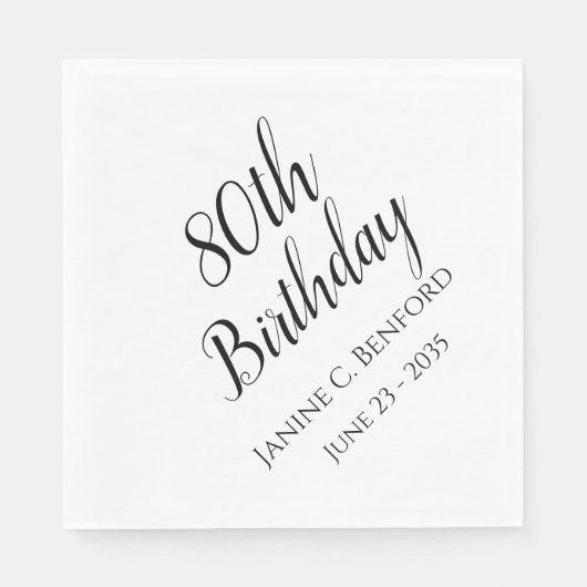 Personalisierte Servietten zum 80. Geburtstag (Vorderseite)