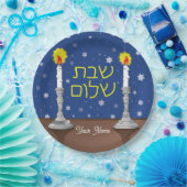 Personalisierte Shabbat Shalom Kerzen mit Sternen Pappteller (Party)