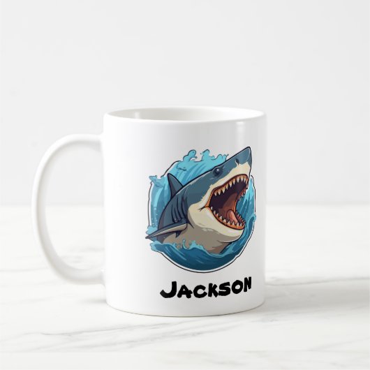 Personalisierte Shark-Tasse - Kühle und kräftige G Kaffeetasse (Links)