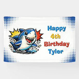 Personalisierte Shark-Themen-Geburtstagsfeier für Banner