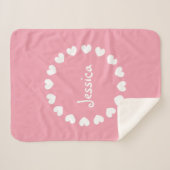 Personalisierte sherpa Fleece-Babydecke mit Herzen Sherpadecke (Vorderseite (Horizontal))