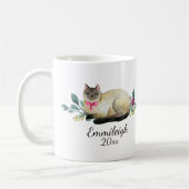 Personalisierte siamesische Katze Lila floralweiß Kaffeetasse (Links)
