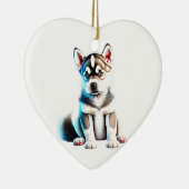 Personalisierte sibirische Husky-Welpe Keramik Ornament (Rechts)