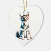 Personalisierte sibirische Husky-Welpe Keramik Ornament (Links)